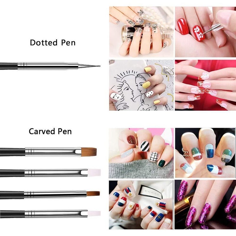 JOYJULY 20pcs Nail Art Design Tools, 15pcs Painting Brushes Set with 5pcs Dotting Pens, BLACK â€¦ - Image 4